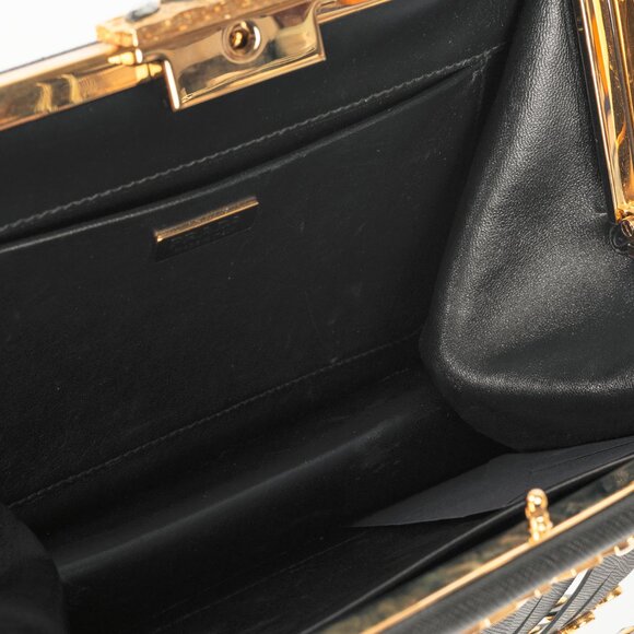 Prada Nero Saffiano Leather Studded Fringe Frame Shoulder Bag - Picture 13 of 14